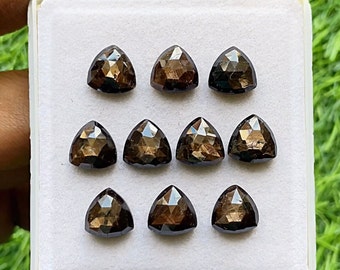 Golden Sapphire Rosecut Trillion Flat Back Gemstone 10 Pcs Lot | Size : 10 MM | AAA+ Golden Sapphire Trillion Used For Jewelry Making