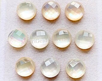 Latest Mother Of Pearl And Crystal Doublet In Fancy Cut Round Shape 10 MM With Flat Back 10 Pieces Lot For Handmade Jewelry Making