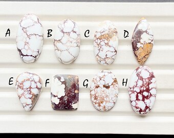 White Magnesite Wild Horse Jasper Cabochon Loose Gemstone, AAA+ Natural Wild Horse Gemstone For Handmade Jewelry And Wire Wrap - 27599-27606