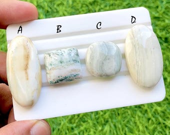 Emerald Vein Opal Cabochon Losse Gemstone For Jewelry Making, AAA+ Natural Green Lining Opal Scenic Cabochons For Wire Wrap - 35422-35425