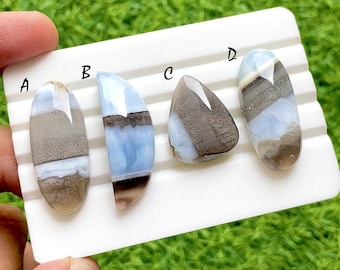 Celestial Horizon Owyhee Blue Opal Cabochon For Wire Wrap, Rare Scenic Sky Landscape Gemstones for High-End Jewelry Design - 36966-36969