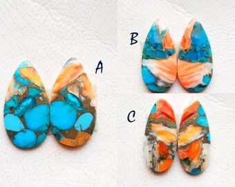 Excellent Oyster Copper Turquoise  Matching Pair Loose Gemstone For Earring Making and Handmade Jewelry - 18038-18040