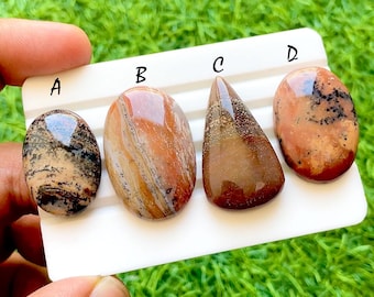 Desert Landscape Collection Dendritic Agate Cabochon For Wire Wrap, Natural Honey Dendritic Agate Gemstones For Jewelry Making -35724-35727