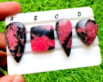 New Rhodonite Cabochon Loose Gemstone For Jewelry Making, AAA+ Natural Rhodonite Gemstone For Handmade Jewelry And Wire Wrap - 34822-34825