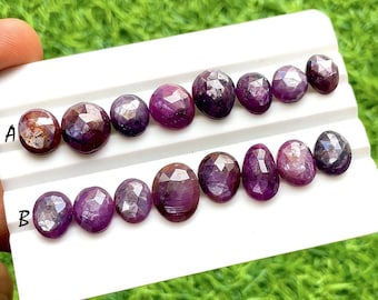 Rare Purple Star Sapphire Rosecut Gemstone With Flat Back 8 Pieces Lot For Jewelry Making, AAA+ Natural Sapphire Gemstone Lot - 27539-27540