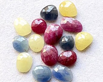 100% Natural Multi Sapphire Rose Cut Loose Gemstone 15 Pieces Lot | Size : 9-7 MM | Multi Sapphire Rose Cut For Handmade Jewelry - 9728