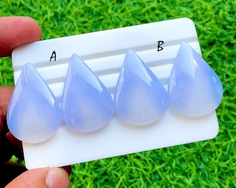 NEW Blue Lace Agate Pair Cabochon Loose Gemstone For Jewelry Making, AAA+ Natural Blue Lace Agate Matching Pair For Earrings - 36196-36197