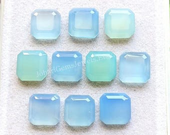 Sky Blue Chalcedony Fancy Cut Cushion Shape With Flat Back Gemstone 10 Pcs Lot |Size: 10 MM| AAA+ Natural Chalcedony Used For Jewelry Making