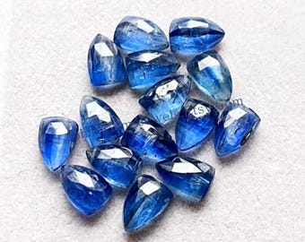 Blue Kyanite Rose Cut Shield Flat Back Gemstone 15 Pieces Lot | Size : 6x9 MM | AAA+ Blue Kyanite Gemstone For Jewelry Making