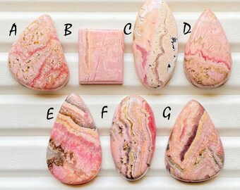 Pink RHODOCHROSITE Cabochon Loose Gemstone For Jewelry Making, AAA+ Natural Rhodochrosite Cabochon Gemstone For Wire Wrap - 24638-24644