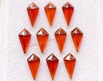 New Hessonite Garnet 7X14 MM Kite Shape Step Cut With Flat Back 10 Pieces Gemstone Lot For Handmade Jewelry, AAA+ Natural Hessonite Garnet