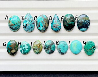 Natural Tibetan Turquoise Cabochon Loose Gemstone For Jewelry Making, AAA+ Tibetan Turquoise For Handmade Jewelry & Wire Wrap - 25304-25316