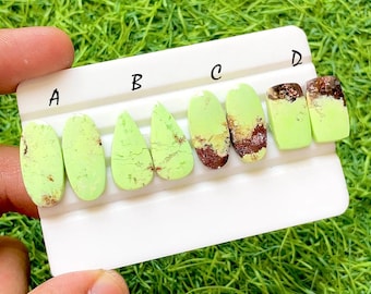 Imperial Desert Lime Turquoise Pair For Jewelry Making, Rare Matrix Turquoise Pair, High End Matching Gemstones For Earrings - 37303-37306