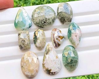 Ocean Jasper Rose Cut Loose Gemstone 10 Pieces Lot For Jewelry Making | Size : 22-14 MM | New AAA+ Natural Ocean Jasper Gemstone Lot - 22627