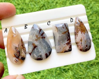 Mystic Landscape Dendritic Agate Cabochon For Wire Wrap, AAA+ Natural Designer Loose Gemstones Cabochon For Jewelry Making - 37427-37430