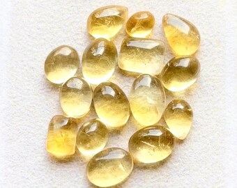 New Golden Citrine Small Cabochon Loose Gemstone 15 Pieces Lot For Jewelry Making | Size : 10-7 MM | AAA+ Natural Citrine Cabochon - 29968