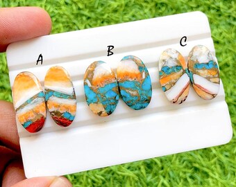 NEW Oyster Copper Turquoise Pair Loose Gemstone For Jewelry Making, AAA+ Oyster Copper Turquoise Matching Pair For Earring - 36345-36347