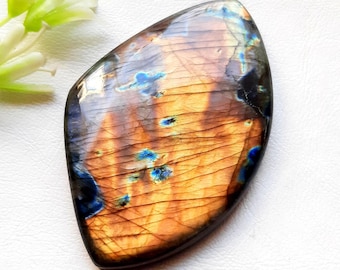 BIG Multi Color Labradorite Cabochon Loose Gemstone For Jewelry Making | Size : 74X50X8 MM | AAA+ Natural Multi Color Labradorite - 21744