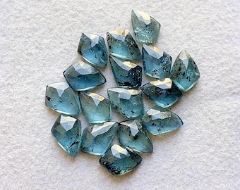 New 6X9 MM Teal Moss Kyanite 15 Pieces Kite Rosecut Flat Back Gemstone Lot, AAA+ Teal Moss Kyanite Gemstone For Handmade Jewelry Making
