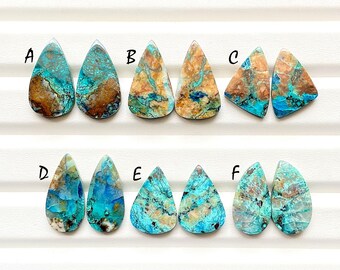 NEW Shattuckite Pair Cabochon Loose Gemstone For Jewelry Making, AAA+ Natural Shattuckite Matching Pair Cabochon For Earrings - 24846-24851