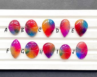 Solar Quartz Hand Carved Cabochon Loose Gemstone For Jewelry Making, AAA+ Solar Quartz Carving Cabochon For Wire Wrap - 28593-28602