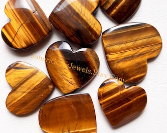Tiger's Eye Heart Shape Cabochon, Wholesale Lot Tiger's Eye Heart Cabochon By Weight With Different Sizes For Jewelry Making