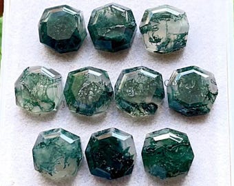 Moss Agate Fancy Cut Cushion Shape With Flat Back Gemstone 10 Pieces Lot | Size : 12 MM | AAA+ Natural Moss Agate Used For Jewelry Making