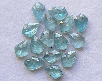 Aqua Kyanite Rose Cut Kite Flat Back Gemstone 15 Pieces Lot | Size : 6x9 MM | AAA+ Natural Aqua Kyanite Gemstone For Jewelry Making
