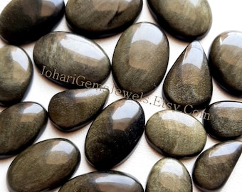 New GOLDEN SHEEN OBSIDIAN Cabochon, Wholesale Lot Cabochon By Weight With Different Shapes and Size Cabochon Used For Jewelry Making