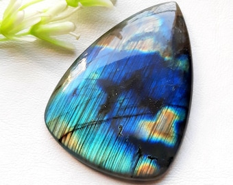 BIG Multi Color Labradorite Cabochon Loose Gemstone For Jewelry Making | Size : 69X50X7 MM | AAA+ Natural Multi Color Labradorite - 21736