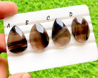 Shadow Line Obsidian Loose Cabochon For Wire Wrap, Natural Black Banded Stone, Elegant Designer Gemstone For Jewelry Making - 37669-37672