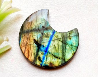 Labradorite Moon Shaped Cabochon Loose Gemstone For Jewelry Making, AAA+ Natural Labradorite Moon Shape Gemstone For Wire Wrap - 23030-23032