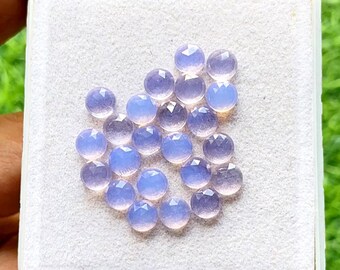 Lavender Quartz 6 MM Round Shape Rose Cut Gemstone 15 Pieces Lot, AAA+ Lavender Quartz With Flat Back For Jewelry Making