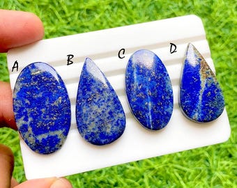 Royal Galaxy Lapis Lazuli Cabochon For Wire Wrap, Deep Blue Lapis Lazuli With Pyrite Gemstones, Designer Jewelry Making Stones - 37091-37094