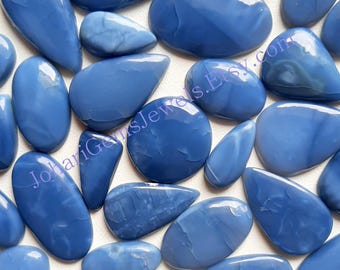 Deep Blue Owyhee Blue Opal Cabochon, Wholesale Lot Blue Opal Cabochon By Weight With Different Shapes And Sizes Used For Jewelry Making