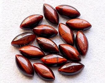 Latest Red Tiger's Eye 6X12 MM Marquise Smooth Cabochon 10 Pieces Lot For Jewelry Making,  Tiger Eye With Flat Back For Handmade Jewelry