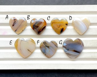 Montana Agate Heart Shape Cabochon Loose Gemstone For Jewelry Making, AAA+ Natural Montana Agate Heart Gemstone For Wire Wrap - 31883-31889