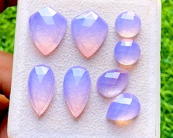 Lavender Quartz Fancy Cut Mix Shape With Flat Back Gemstone 8 Pieces Lot For Jewelry Making | Size : 20-10 MM | AAA+ Lavender Quartz - 35638
