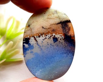 Rare Quality Scenic Agate Cabochon Loose Gemstone For Jewelry Making  | Size: 44X31X4 | Scenic Agate For Handmade Jewelry - 16694