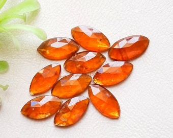 Orange Kyanite Rosecut Marquise Gemstone 10 Pieces Lot | Size : 7x14 MM | AAA+ Natural Orange Kyanite With Flat Back For Handmade Jewelry