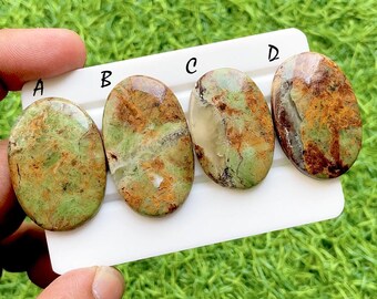 Rust Forest Opal Cabochon For Wire Wrap, AAA+ Natural Green Opal Cabochons, Natural Earth Tone Gemstone, Jewelry Making Stones - 35595-35598