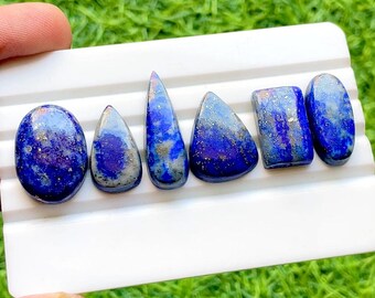 Lapis Lazuli Cabochon 6 Pieces Loose Gemstone Lot | Size : 27-20 MM | AAA+ Natural Lapis Lazuli Cabochon For Handmade Jewelry - 34386