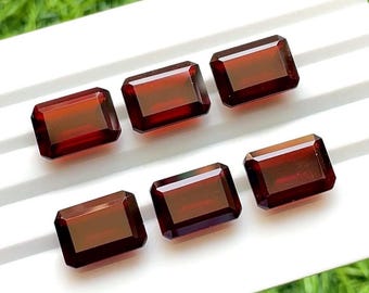 Hessonite Garnet 10X14 MM Faceted Rectangle Shape With Pointed Back Gemstone 6 Pcs Lot For Jewelry Making, AAA+ Faceted Gemstone For Jewelry