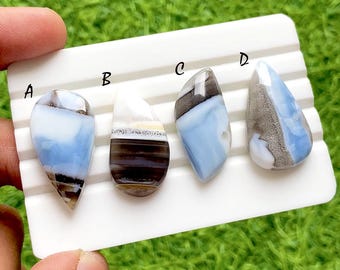 Celestial Horizon Owyhee Blue Opal Cabochon For Wire Wrap, Rare Scenic Sky Landscape Gemstones for High-End Jewelry Design - 36970-36973