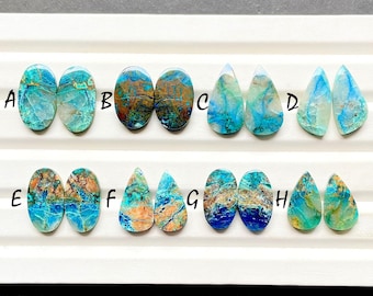 NEW Shattuckite Pair Cabochon Loose Gemstone For Jewelry Making, AAA+ Natural Shattuckite Matching Pair Cabochon For Earrings - 28273-28280