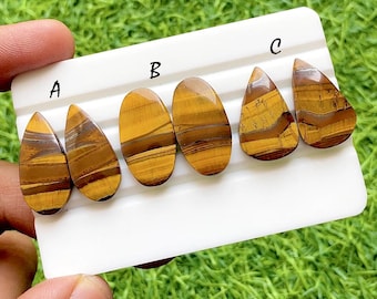 Tiger Eye Pair Cabochon Loose Gemstone For Jewelry Making, AAA+ Tiger Eye Pair Cabochon For Handmade Jewelry and Wirewrap- 35925-35927