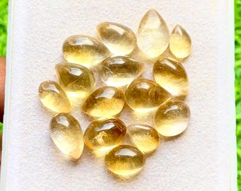 Selected Citrine Small Cabochon Loose Gemstone 15 Pieces Lot For Jewelry Making | Size : 12-9 MM | AAA+ Natural Citrine Cabochon - 29971