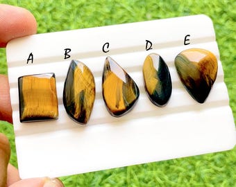 Bio Colour Tiger Eye Cabochon Loose Gemstone For Jewelry Making, AAA+ Natural Tiger's Eye For Handmade Jewelry & Wire Wrap - 38098-38102