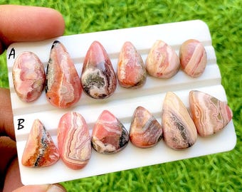 Sunset Veil Rhodochrosite Cabochon Loose Gemstone For Jewelry Making, AAA+ Natural Pink Rhodochrosite For Wire Wrap - 35613-35614