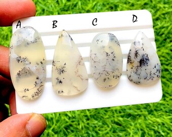 Flawless Dendritic Opal Cabochon Loose Gemstone For Jewelry Making, Dendritic Opal Gemstone For Handamde Jewelry And Wire Wrap - 34712-34715